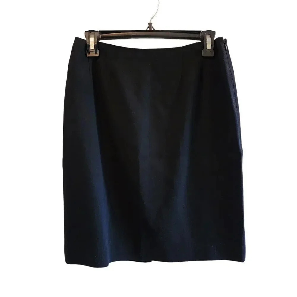 Doncaster Short Skirt Business Womens Size 6 Black 100% Wool Side Zipper Slit